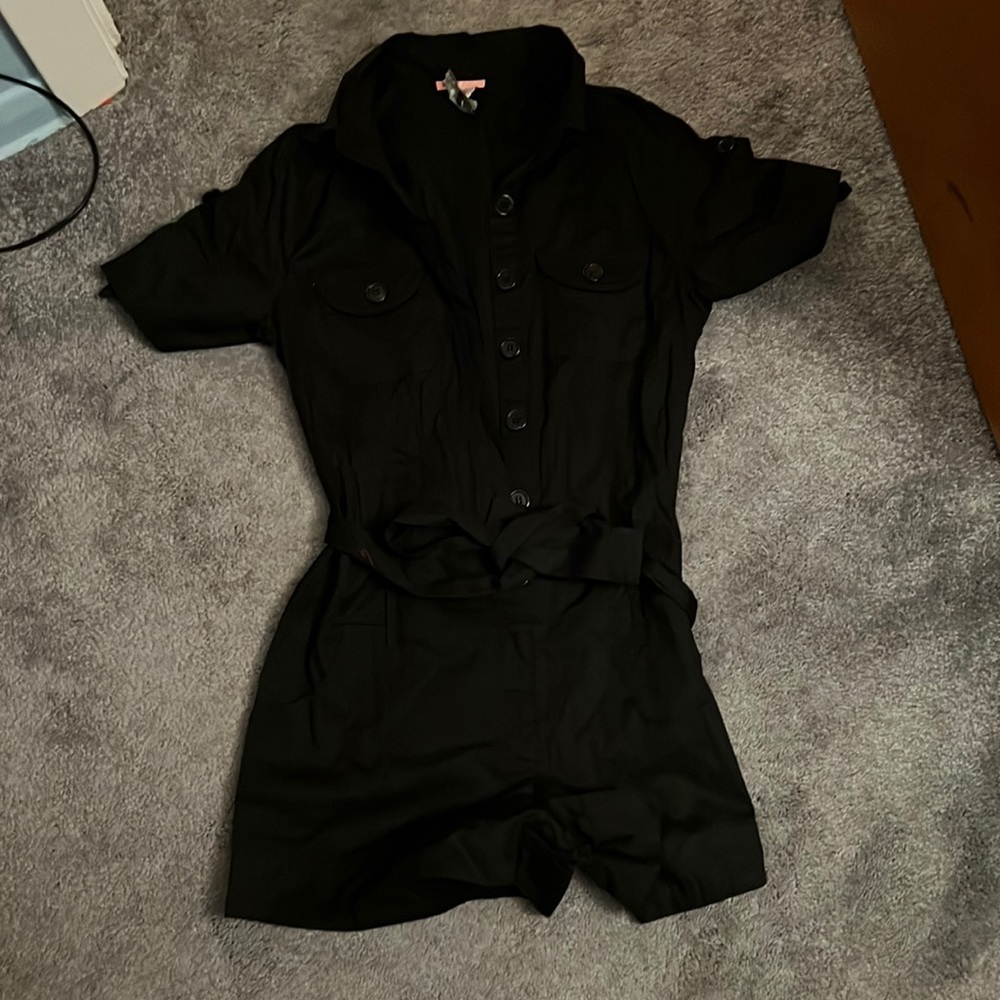 Black button down romper